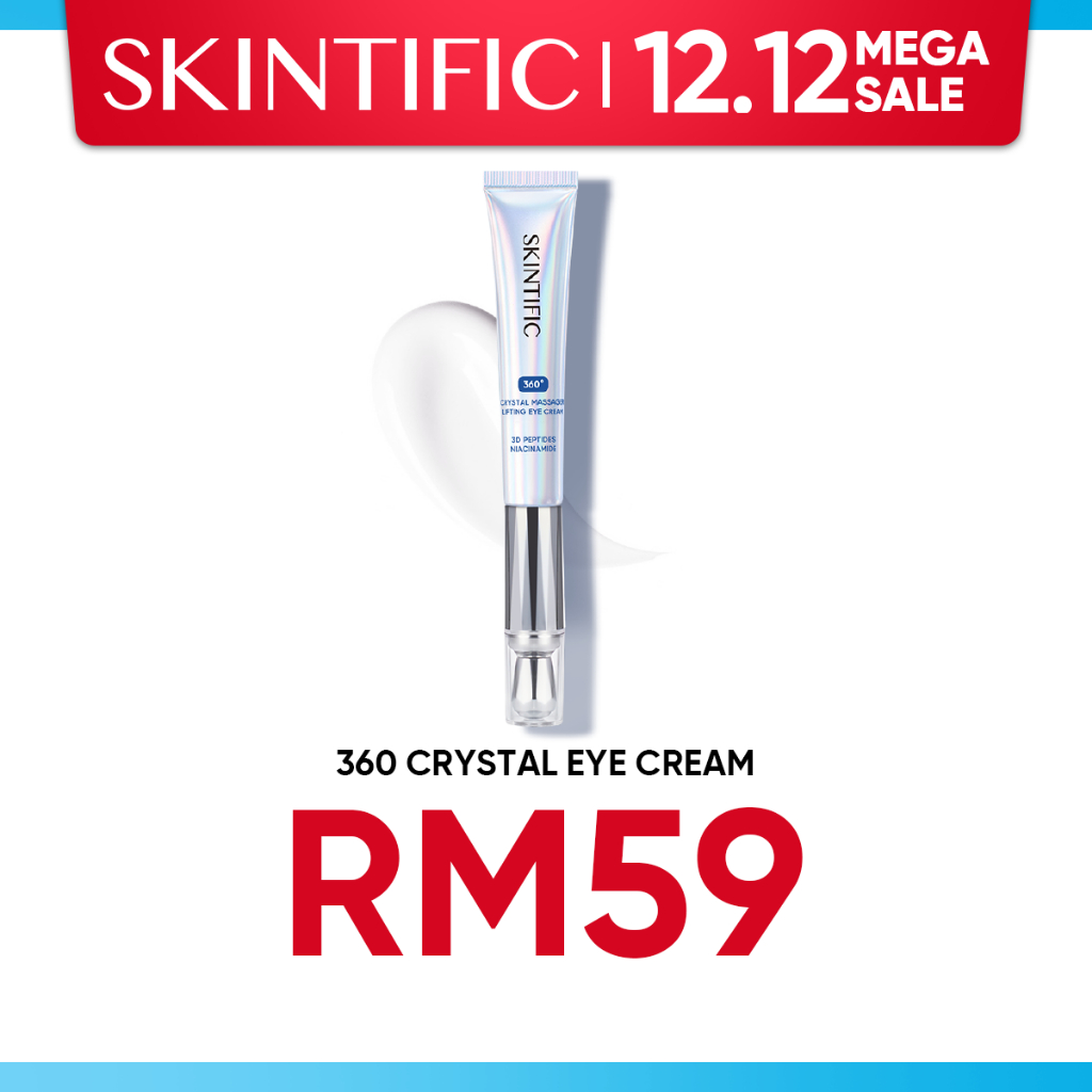 SKINTIFIC 360° Crystal Massager Lifting Eye Cream Eye Serum Removes Fine Lines Dark Circles With Niacinamide Caffeine