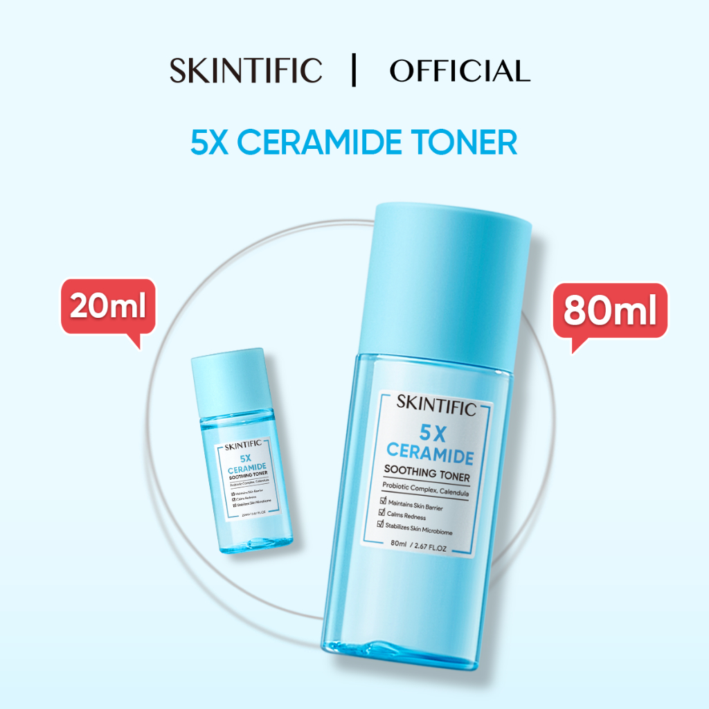 SKINTIFIC 5X Ceramide Soothing Toner Travel Size Pencuci Muka (20ml/80ml)