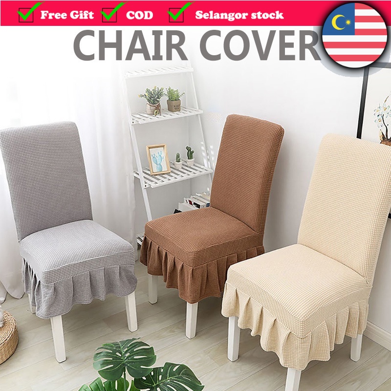 Skirt Chair Cover Elastic Chair Seat Cover Knitted Seat Cushion Cover Sarung Kerusi Dining Slipcovers Home Decor