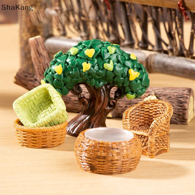 SKMY 1/12 Dollhouse Simulation Bamboo Basket Chair Dustpan Dollhouse Miniature Furniture Decoration Dolls House Accessories SKK