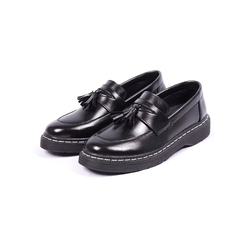 Slip On Shoes For Men Penny Loafer Boots Black Leather