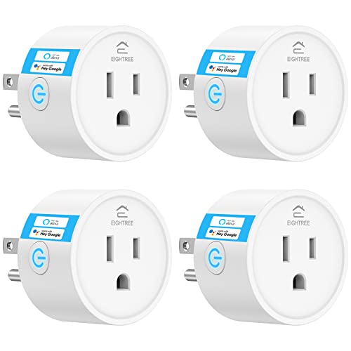 Smart Plug EIGHTREE, Alexa Smart Plugs That Work with Alexa and Google Home, Compatible with SmartThings, Smart Outlet with WiFi Remote Control and Timer Function, 2.4GHz Wi-Fi Only, 4Packs