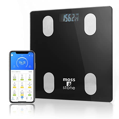 Smart Scale, Wireless Digital Bathroom Scale for Body Weight, Bluetooth Body Composition Analyzer, Body Fat Scale with Smartphone App, Bluetooth Scale by Moss & Stone