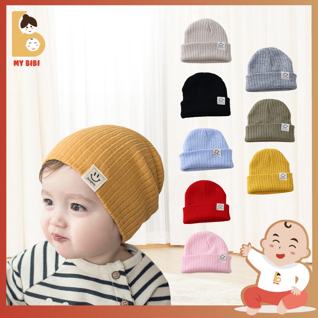 Snow cap baby cap boy baby winter hat smileface beanie hat baby wood knitted cap hat newborn pullover cap boy topi baby