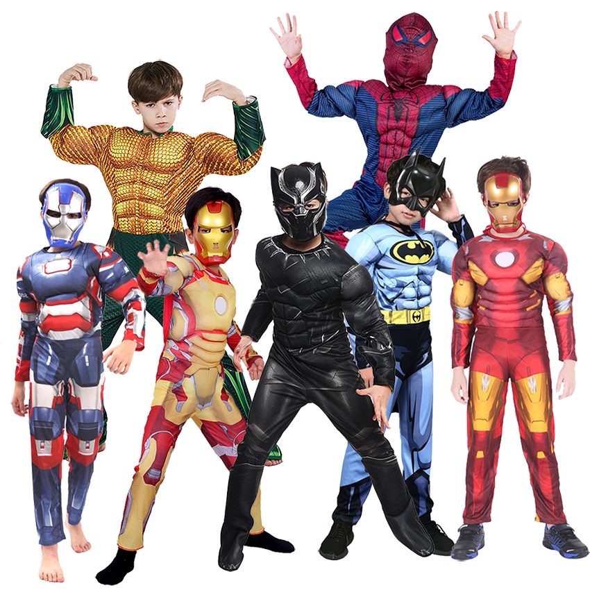 Socute Halloween Super Hero Doctor Strange Superman Batman Black Panther Ironman Muscle Cosplay Costume School Sport Day