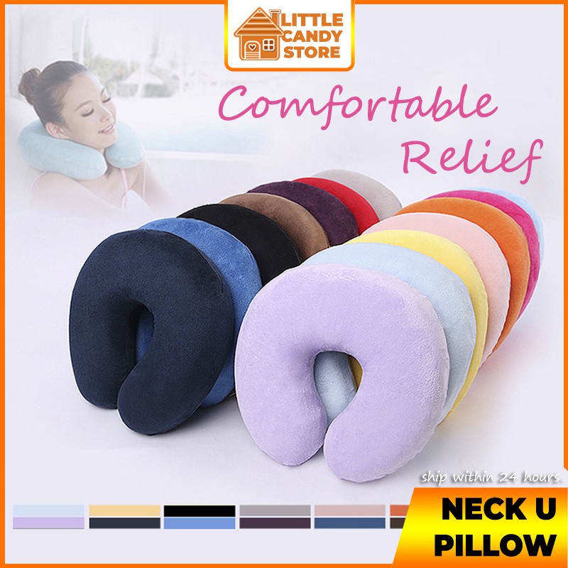 Soft U Shaped Slow Rebound Memory Foam Travel Neck Pillow for Office Flight Traveling Cotton Pillows Head Rest Cushion