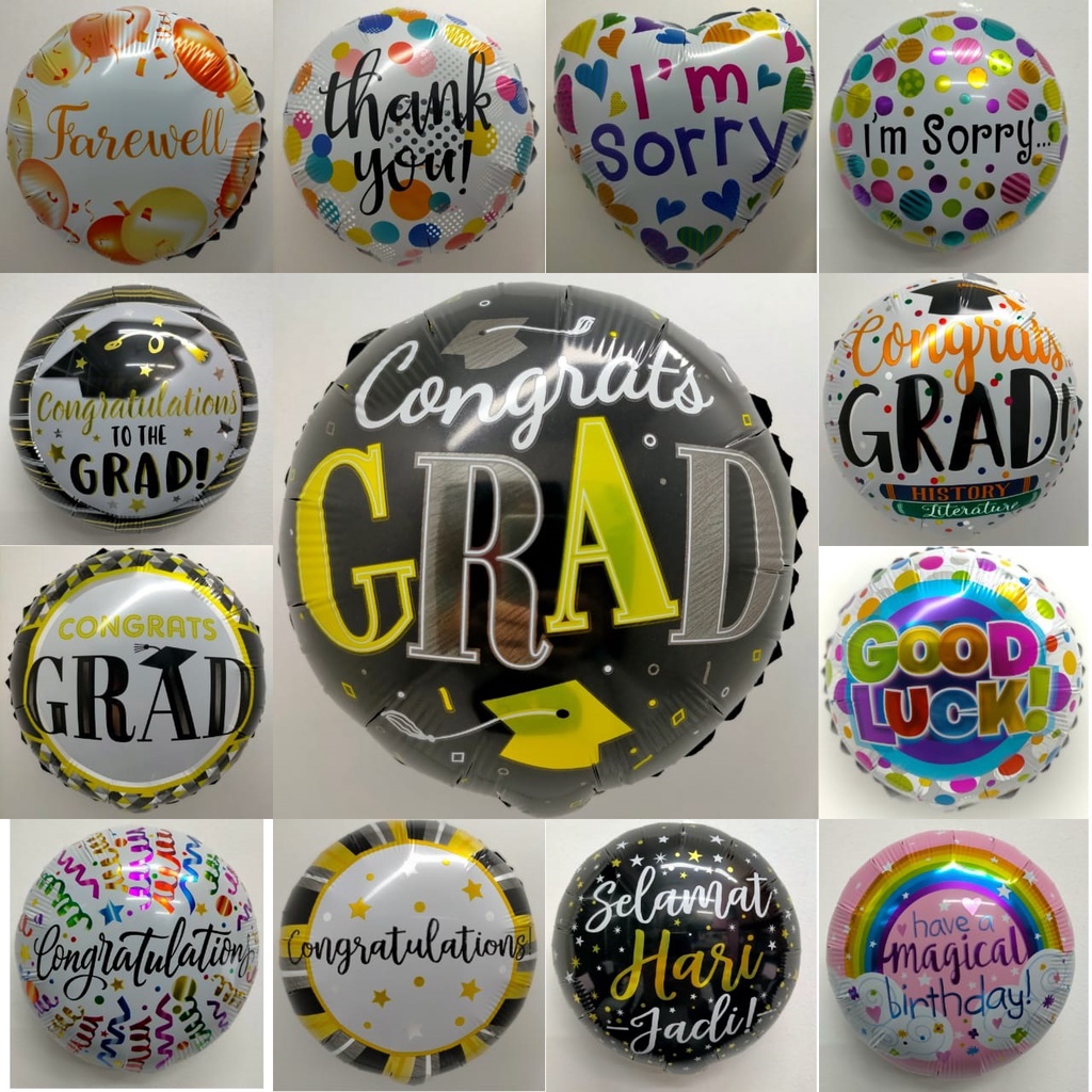 Son Balloon - 10" Grad , I 'am Sorry , Thanks You , Selamat Hari Jadi Foil Balloon