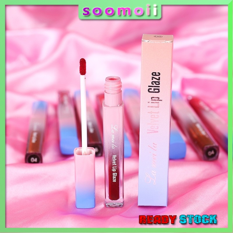 SooMoii CO026 Waterproof Lip Gloss Long-Lasting Lip Glaze Lip Makeup Liquid Lipstick Ready Stock Lameila Set