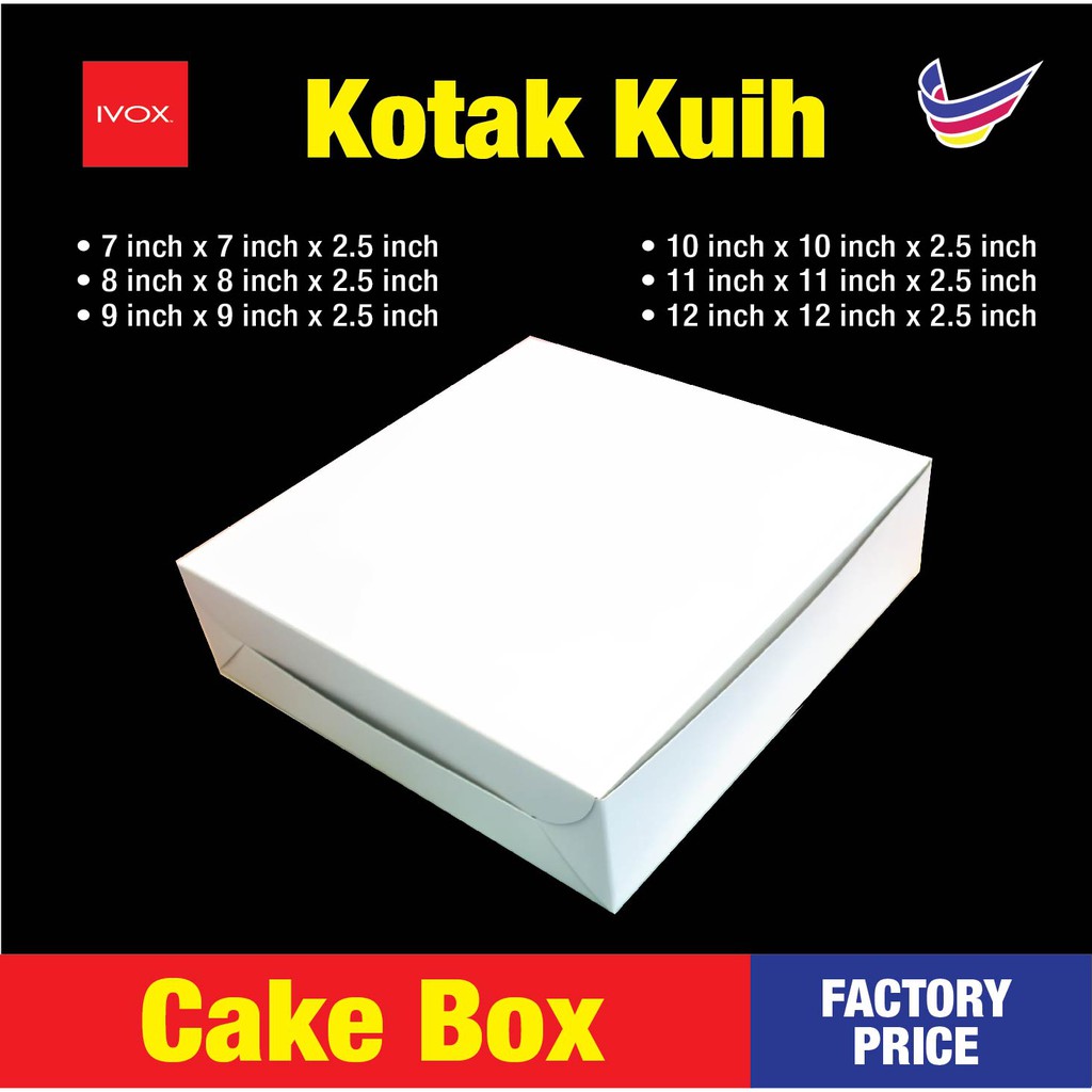 SPECIAL OFFER! Cake Box / Kotak Kuih Talam / Kotak Kuih Lapis / Kotak Pizza Box 7 8 9 10 11 12 - 1pcs Ivox