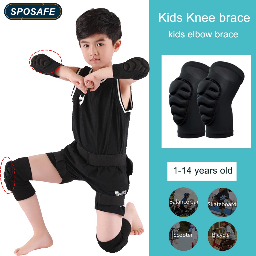 SPOSAFE 1 pair kids elbow pads knee pads with thick sponge for Football,Volleyball,Basketball,Volleyball,skating,knee support breathable comfortable for girls boys knee compression