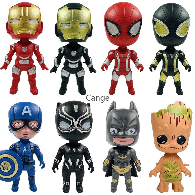 【 Spot 】 6pcs/Marvel Hero Avengers Action Character - Spider Man, Captain Iron Wrist of the United States, Panther, Batman, and Groot Cake Decorative Top Decorative Supplies