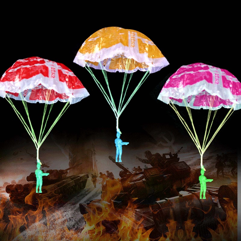 【SPT*】 2-in-1 Parachute Toy Landing Soldier Figurine Interactive Outdoor Toy for Toddler Family Backyard Game Kid Birthd