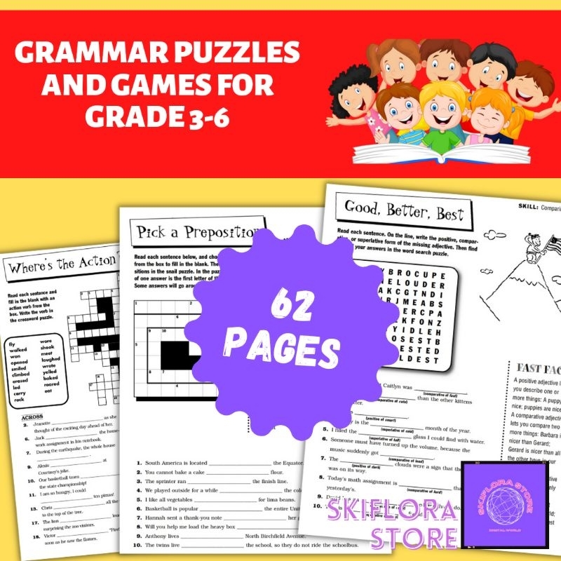 [SS193] English Grammar Games and Puzzles for Primary Students Grade 3 - 6 Simple Printable Worksheet PDF Softcopy