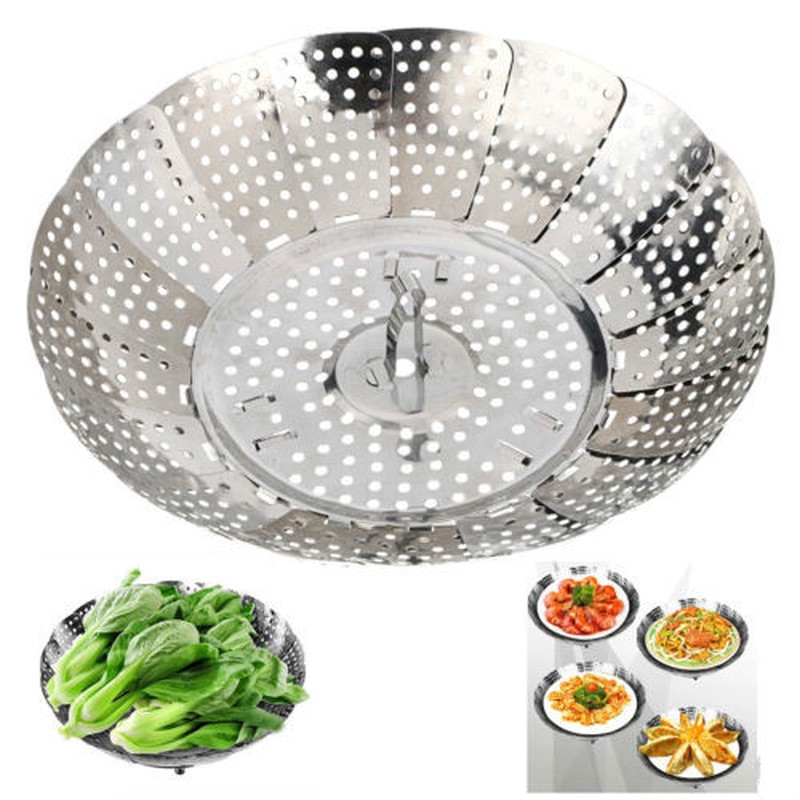 Stainless Steel Folding Steamer/ Steam Vegetable Basket Mesh Expandable Cooker/steamer Rack/multi-function Retractable Drain Pan Fruit Steamer Basket