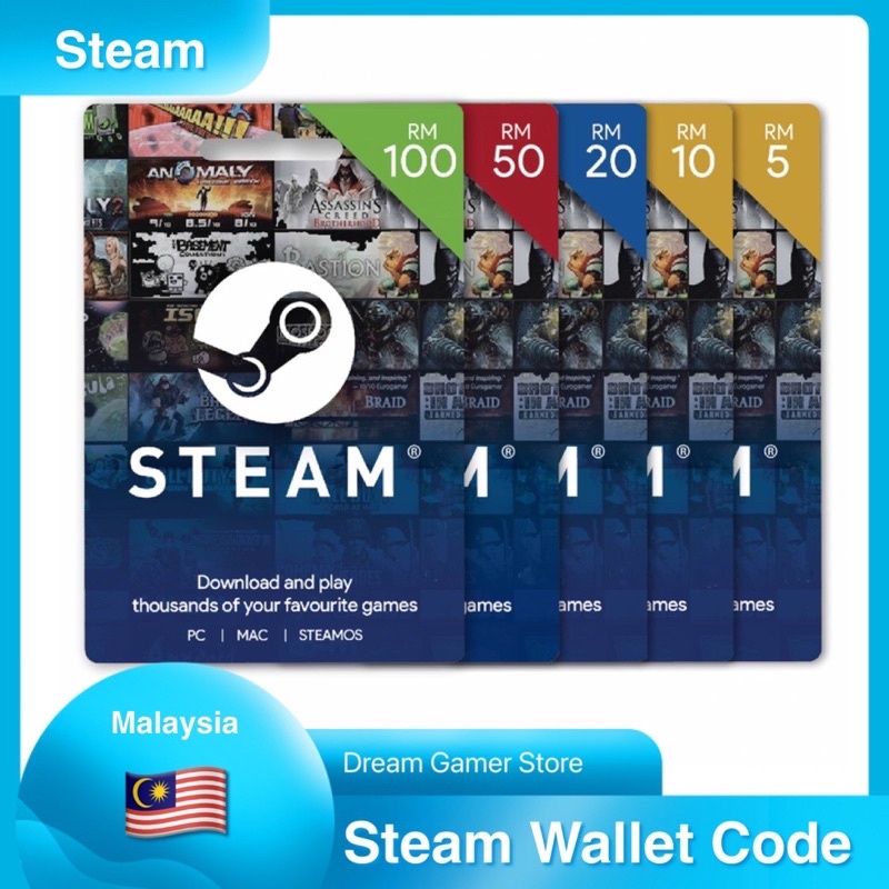 Steam Wallet Gift Card Code Pin Malaysia（MY）Rm5 Rm10 Rm15 Rm20 Rm30 Rm40 Rm50 Rm100