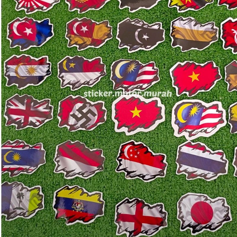 STICKER - FLAG BENDERA VIETNAM , MALAYSIA , SARAWAK , JOHOR , JAPAN, RISING SUN FLAG