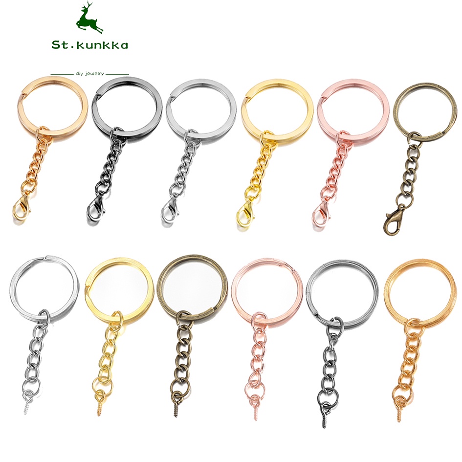 St.kunkka 10Pcs/pack Colored Metal Key Ring Key Chain for Diy Keychain Jewelry Making Supplies