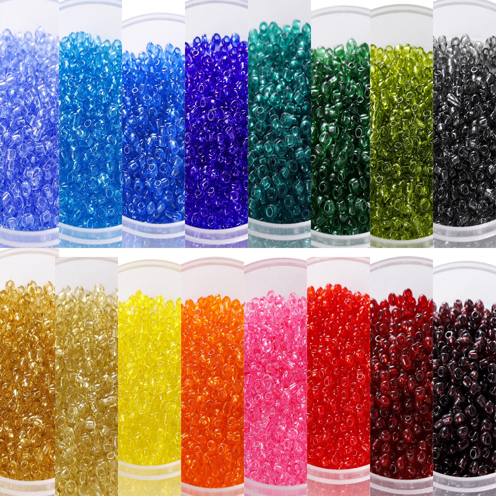 St. kunkka 600pcs 3mm Transparent Colored Glass Rice Beads Transparent Czech Glass Beads for DIY Making Bracelets, Necklaces