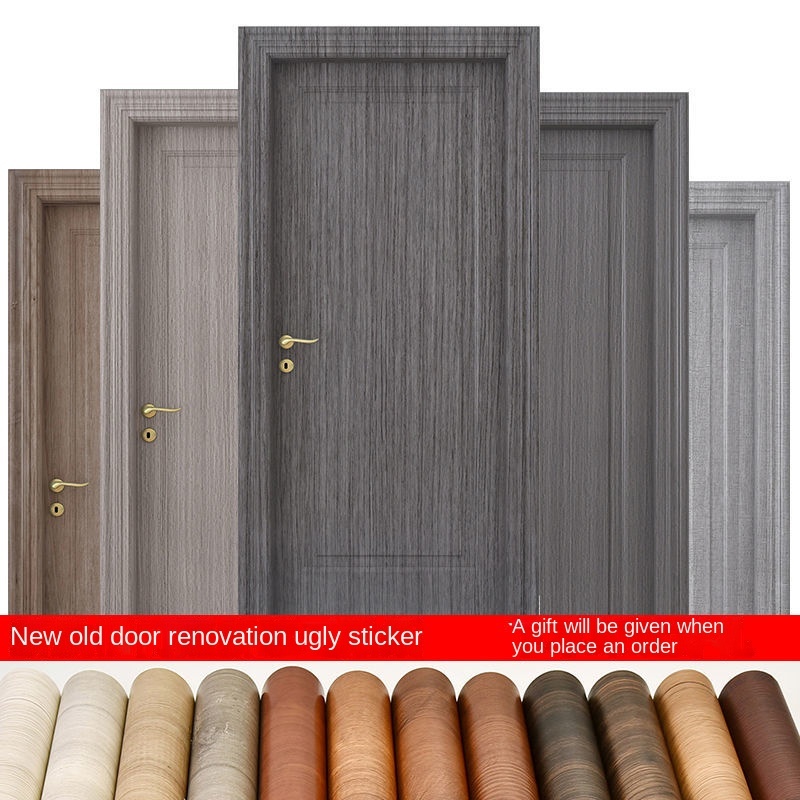 Stok Sedia-Pelindung matahari kalis air pelekat pintu bijirin kayu pelekat sendiri keseluruhan bilik tidur kayu lama pengubahsuaian anti-kecurian/*#Ready Stock-Waterproof sunscreen wood grain door sticker self-adhesive whole old wooden bedroom anti-theft