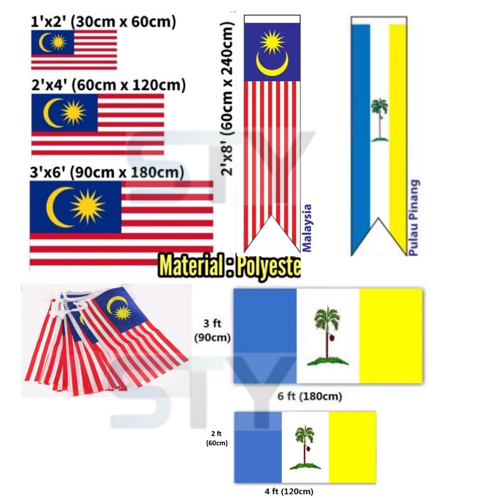 STY Flag Bendera Malaysia Negeri Jalur Gemilang Stationery Bunting Flag Malaysia Penang Pulau Pinang Sarawak