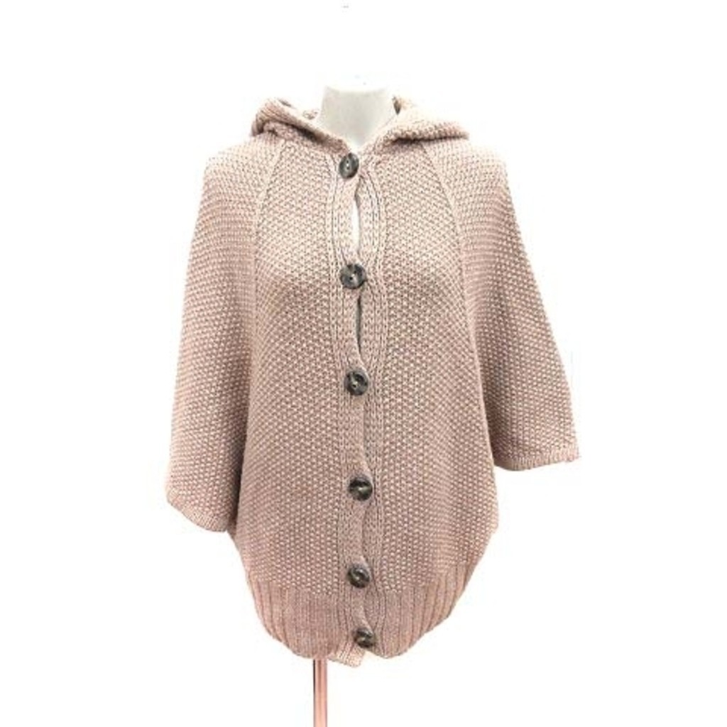 Style Benetton Knitted Poncho Hooded Alpaca Blend S Beige/CT Direct from Japan Secondhand