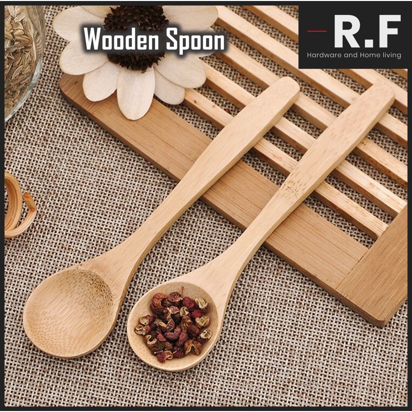 Sudu Kayu Bamboo Wooden Spoon Kitchen Utensils for Dessert Honey Cooking Utensil Tools Soup-Teaspoon Kids Tableware