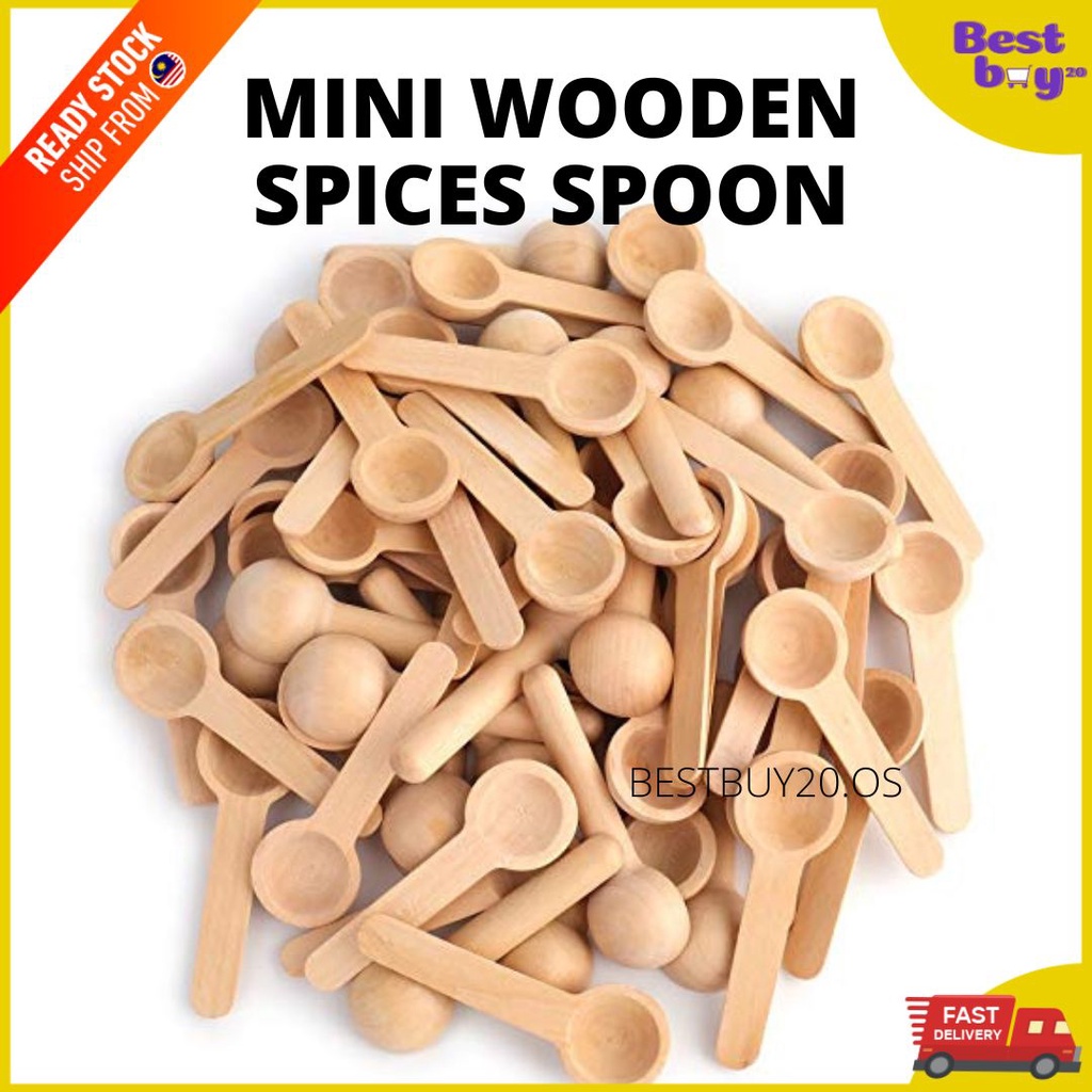 Sudu Kayu Kecil Untuk Garam Rempah Ratus Wooden Spoon for Spices Bamboo Mini Honey Spoon
