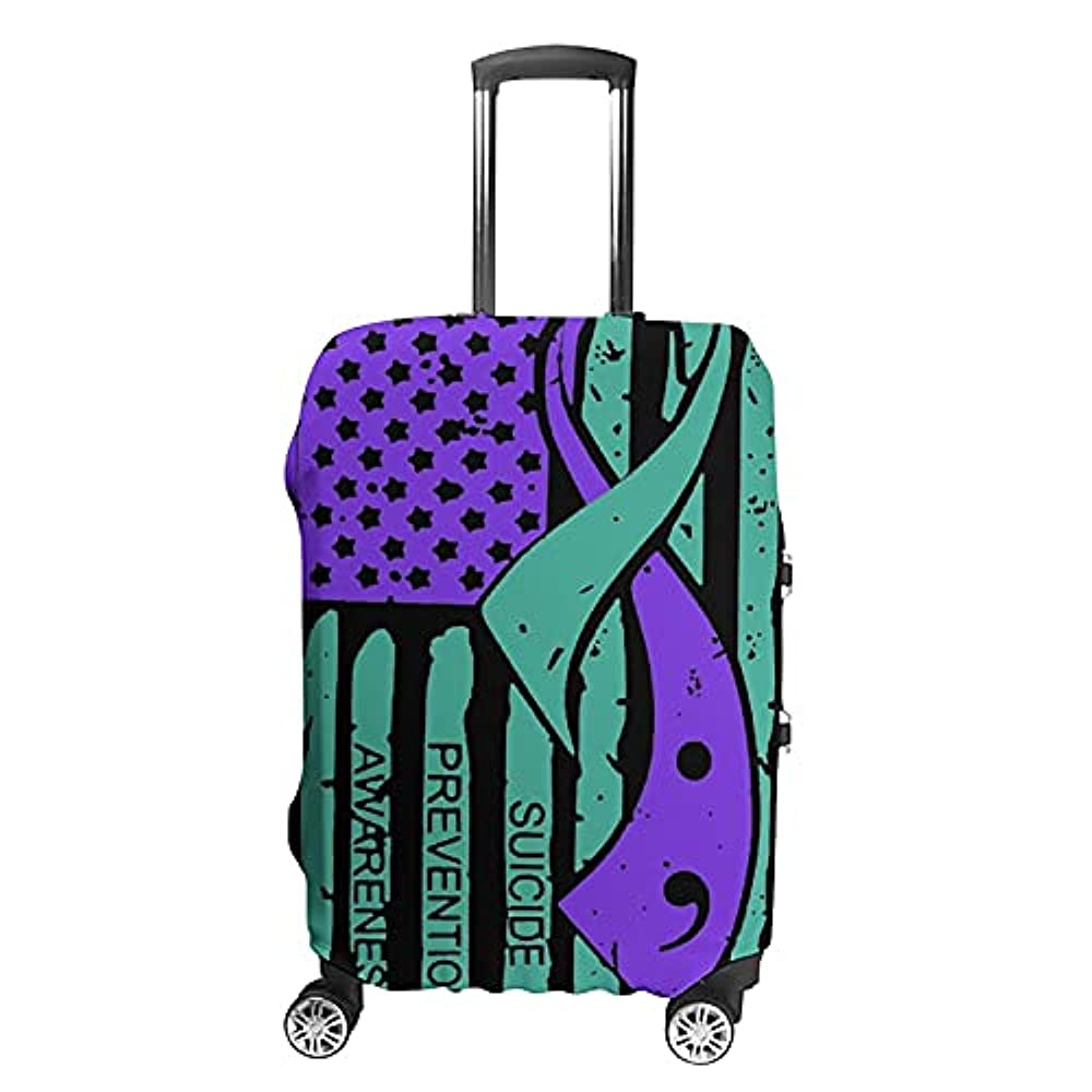 Suicide Prevention Awareness Flag Travel Suitcase Protector Washable Luggage Cover Protective Fits for