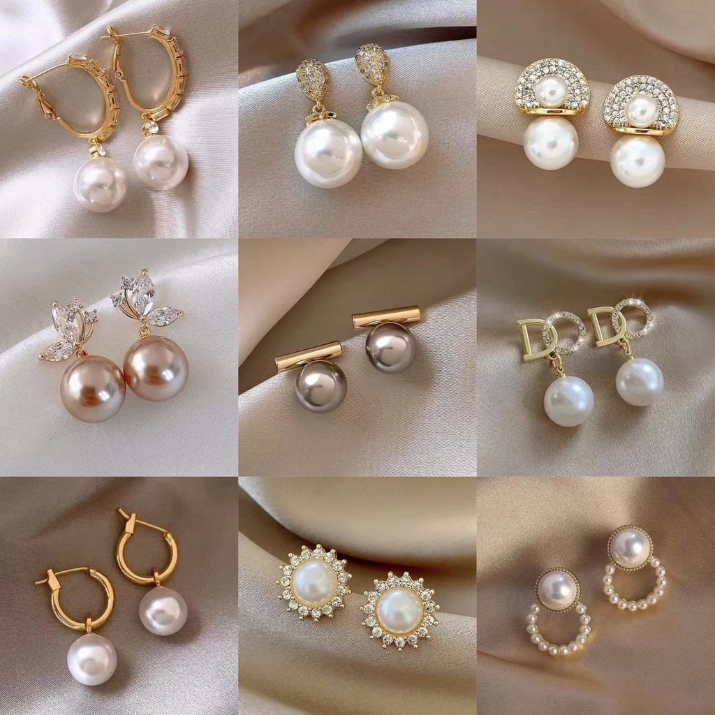 Summer Rose Gold Zircon Pearl Earrings Female 2024 New Style Hot-selling Simple Ear Buckle Fashion High-End Earrings