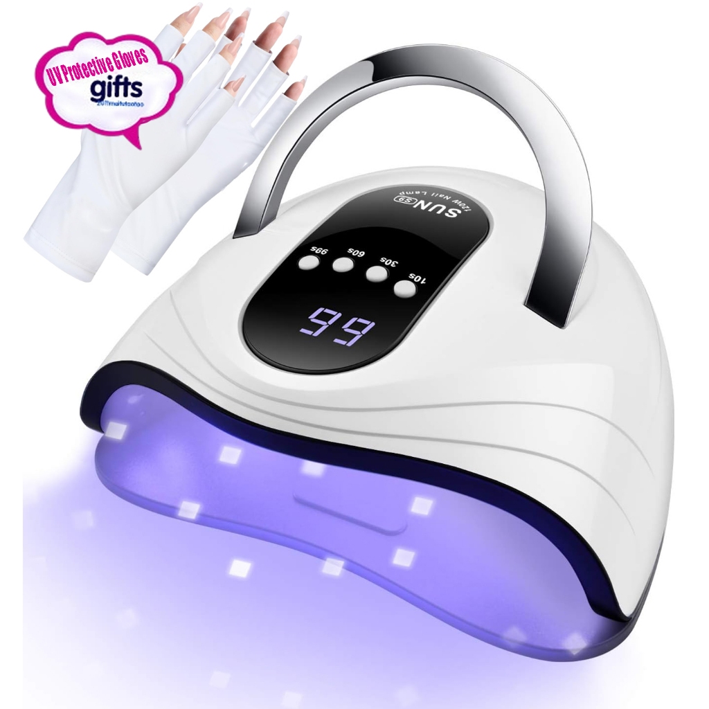 Sunrich UV Gel Nail Lamp 120W LED Nail Light Fast Dryer for Gel Polish Curing with 4 Timers Portable Handle Large Space Automatic Sensor