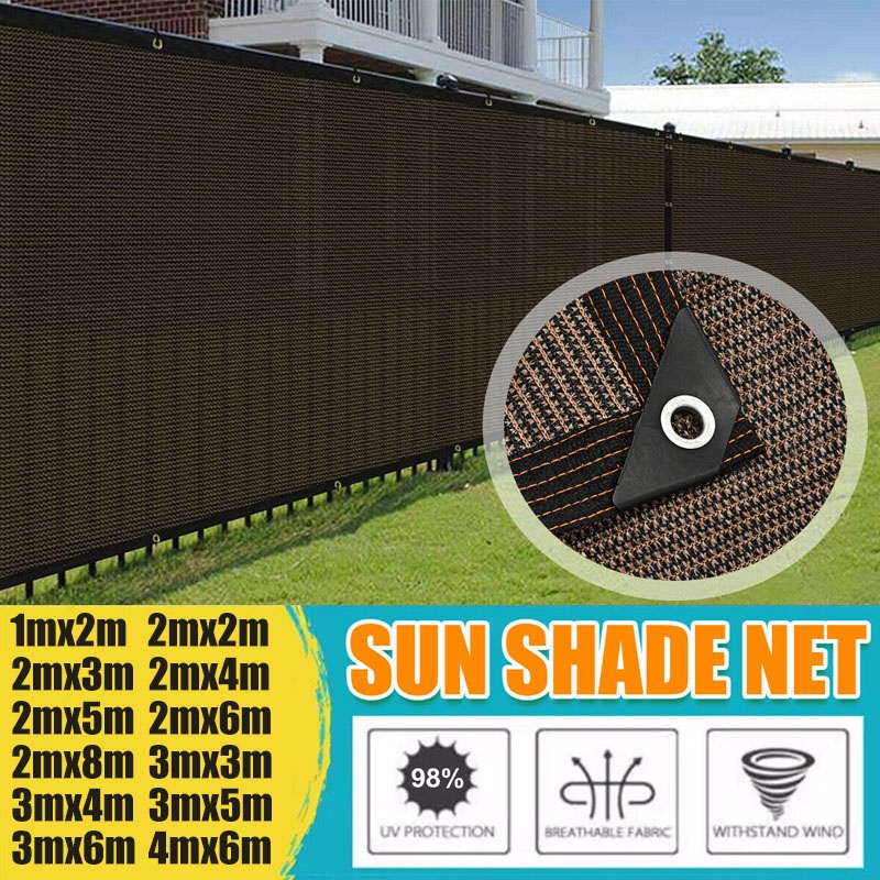 Sun Shade Net Anti-UV Awnings Outdoor Plant Sunblock Sun Shelter Shade Sail Garden Smart Weather Net Car Jaring Hitam