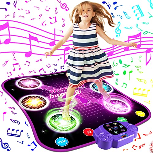 SUPER JOY Dance Mat Toys for 3-12 Year Old Kids, Light Up Dance Pad with Wireless Bluetooth | Music Dance Game with 5 Game Modes | Gift Toy for Girls & Boys Ages 6 7 8 Years Old +