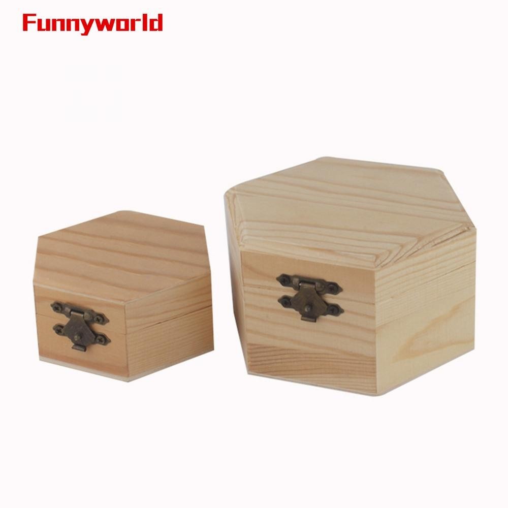 Sustainable Wooden Hexagon-shaped Storage Box for Jewelry Crafts and More