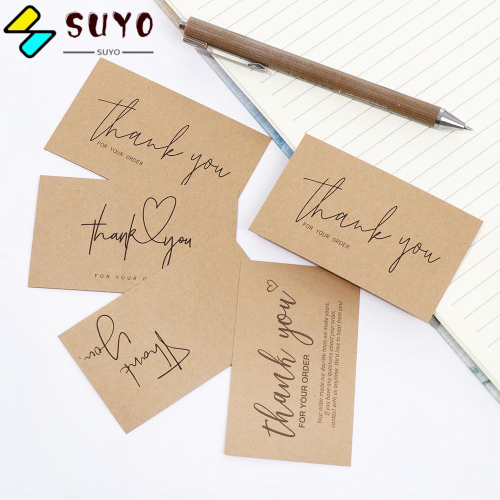 SUYOU 30PCS Packet Kraft Paper Cards Package Express Appreciate "Thank You For Your Order" Postcards Gift For Small Business Cardstock Online Retail Greeting Labels