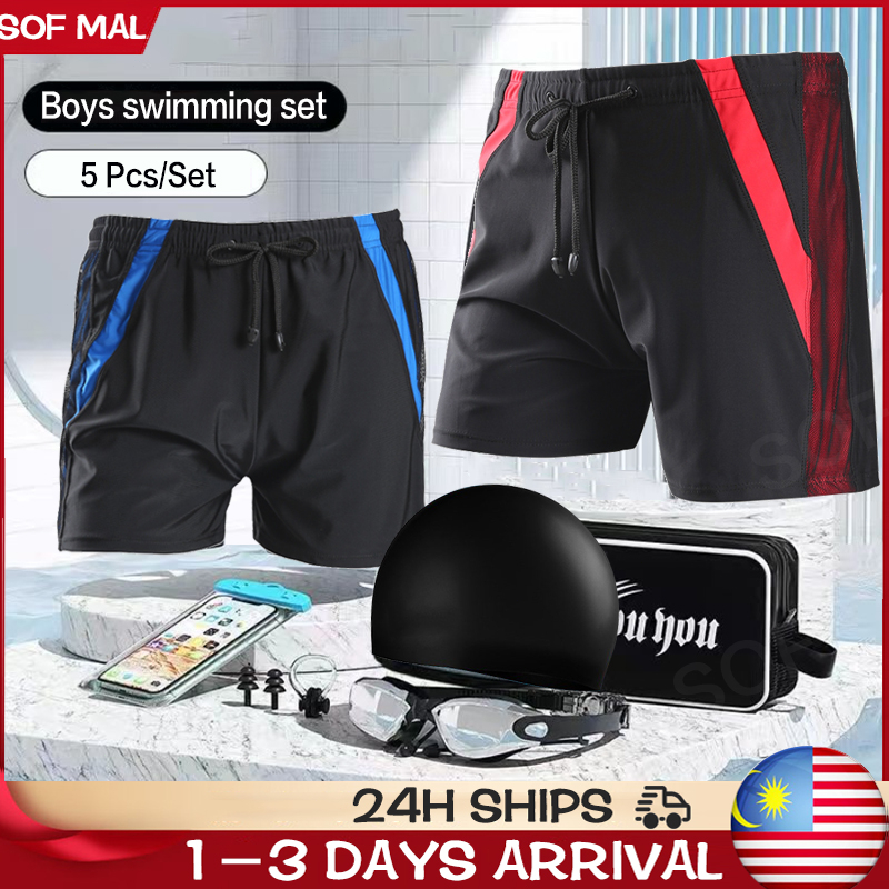 Swimming Trunks Men Quick Dry Pant Beach Professional Swim Goggle Cap Swim Ear Plug Noise Clip