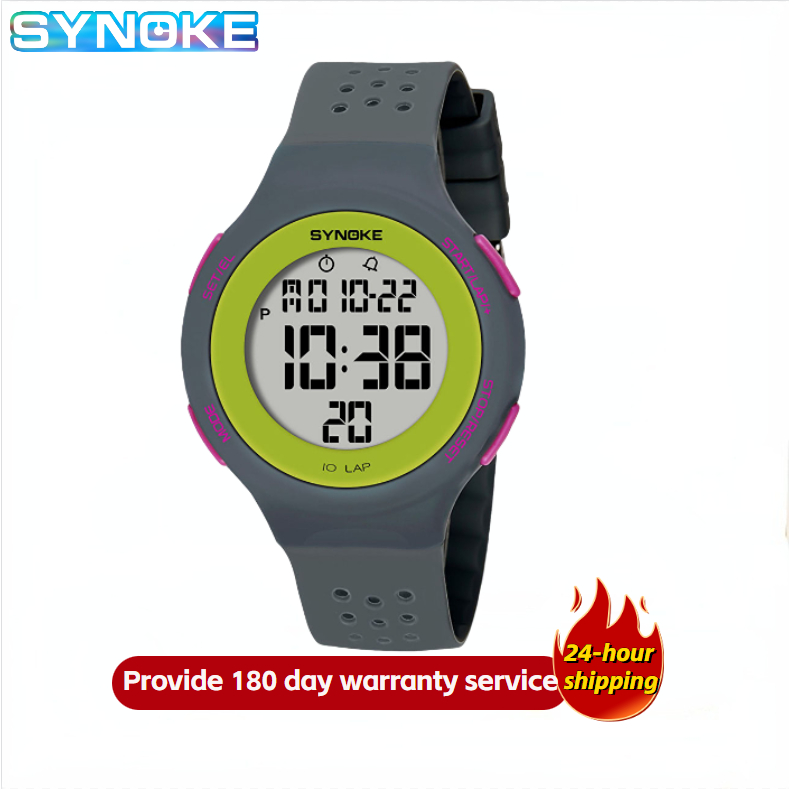 【SYNOKE Watch Shop】Men's Watch 30M Waterproof Military LED Display Multifunctional Alarm Clock Digital Sports Watch Electronic watch with multiple colors and functions