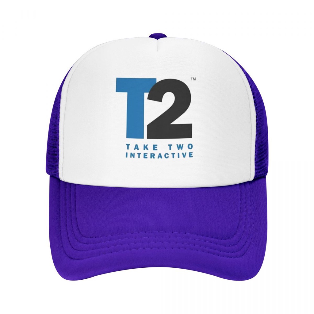 Take-Two Interactive logo Adult Grid Net Hat Trucker Men's Women's Flat Brim Baseball Cap High-Stiff Mesh Adjustable Un