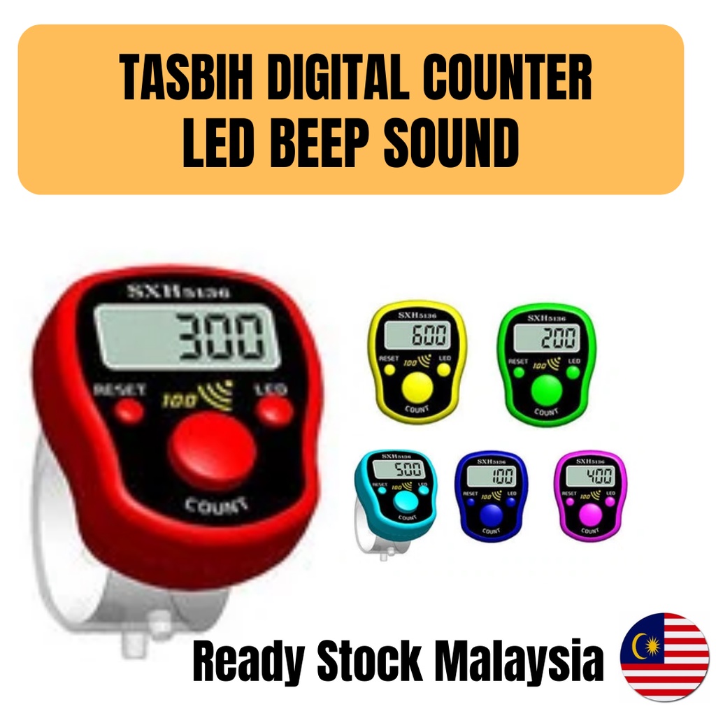 Tasbih Digital LED Display Beep Sound Finger Counter Zikir Yaasin Sembahyang Muslim Prayer beads