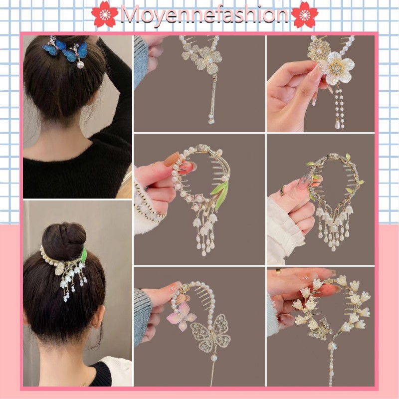 Tassel pearl flower hair clip, back of head, curled hair clip, women's high-end feeling marquee hair decoration, new Japanese and Korean styles