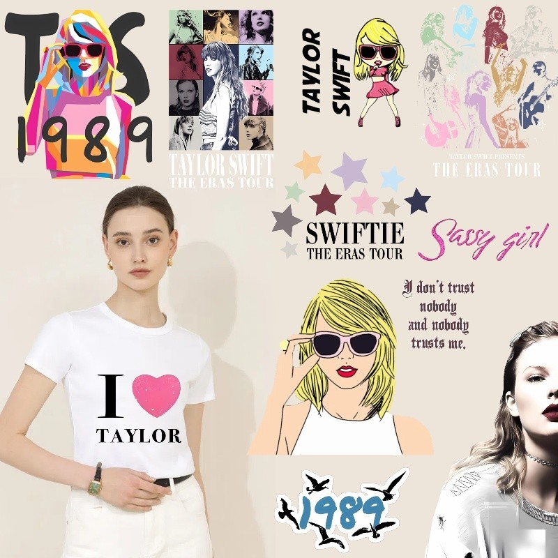 Taylor Swift Pop Singer Cloth Stickers Popular Fashion International Superstar Hot Pot Stickers Washable Cloth Stickers Fans Support DIY T-shirt Packaging Decoration Gifts