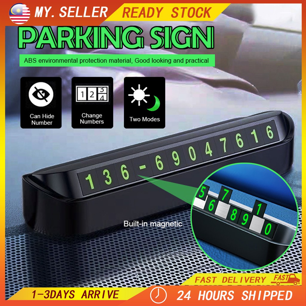 Temporary Parking Number Card Plate Car Temporary Parking Card Car Sticker Telephone Number Park Card 隱藏式臨時停車電話號碼牌