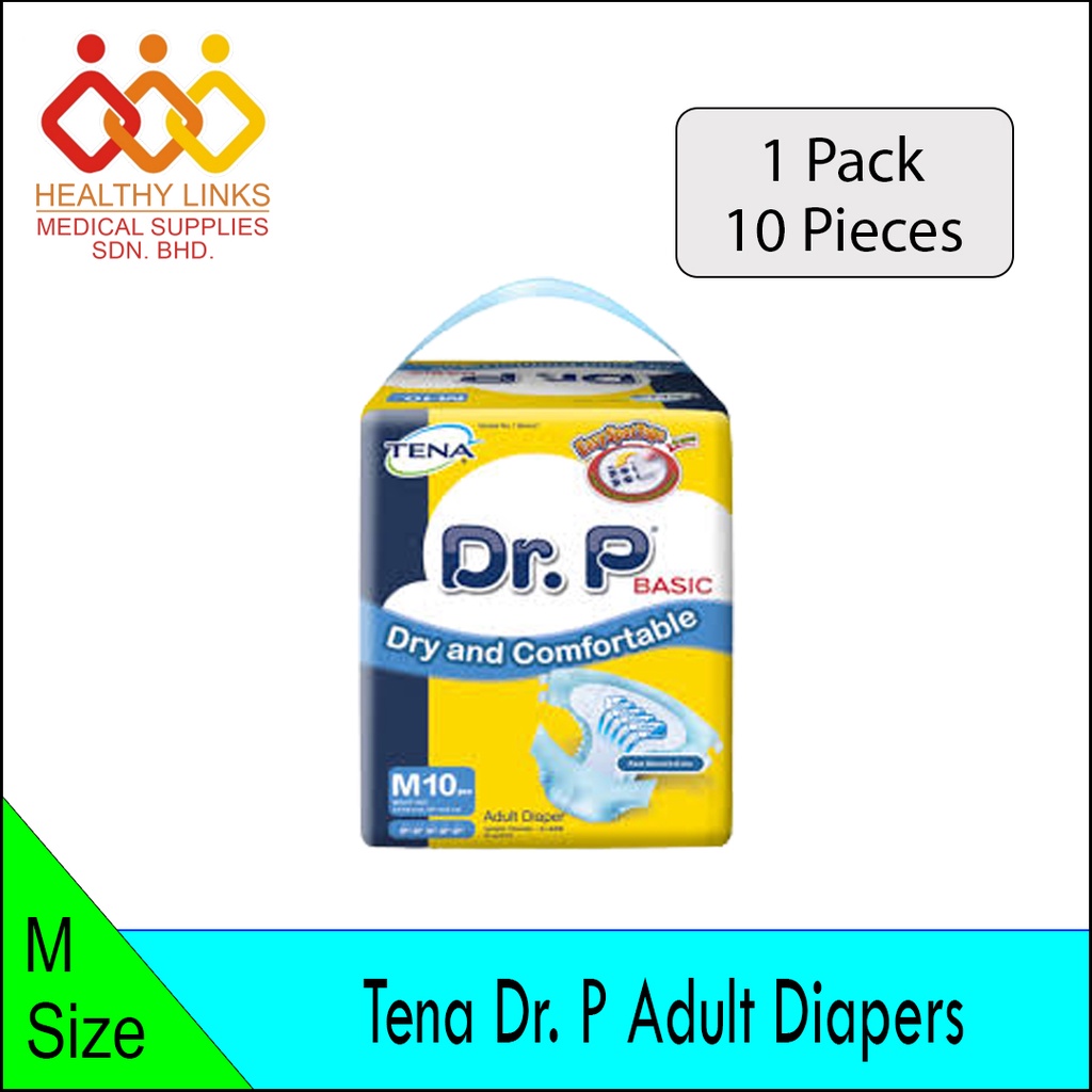 Tena Dr. P Adult Diapers (1 Pack) - Size M (10x1) / L (8x1) / XL (8x1)