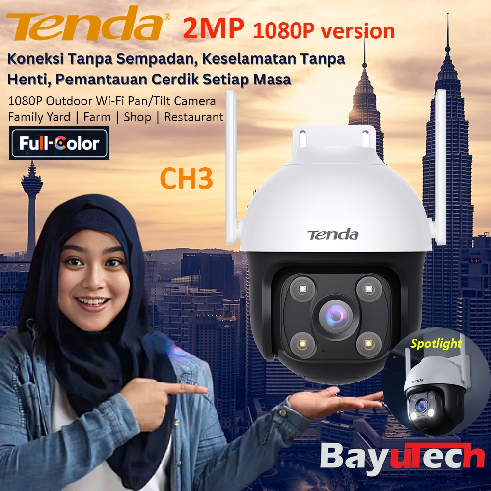 TENDA CH3 2MP CH7 4MP Outdoor Wi-Fi Pan Tilt Camera Family Yard Farm Shop Restaurant Water Proof CCTV Security Baby Cam