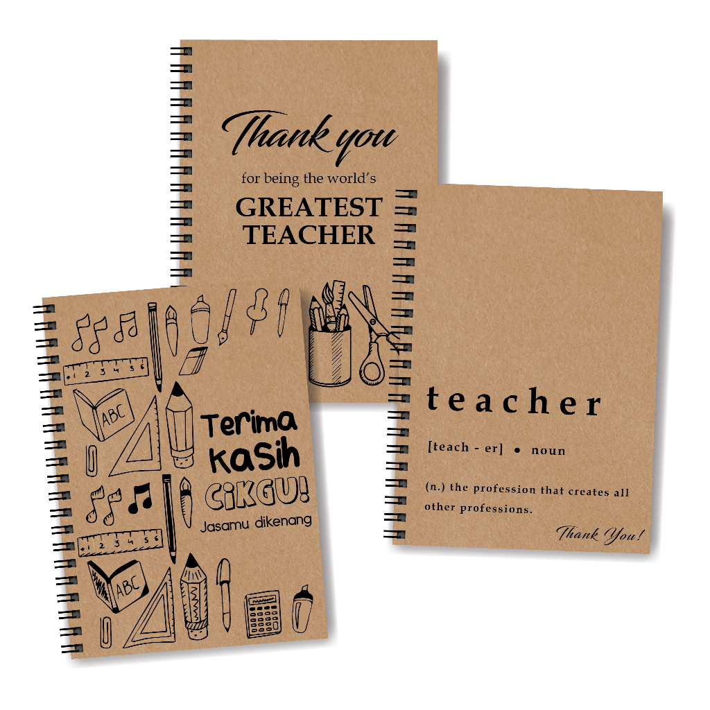 Terima Kasih Cikgu Notebook / Hadiah Hari Guru / Buku Nota Hari Guru / Notebook A5 Hari Guru / Teachers Day Gift