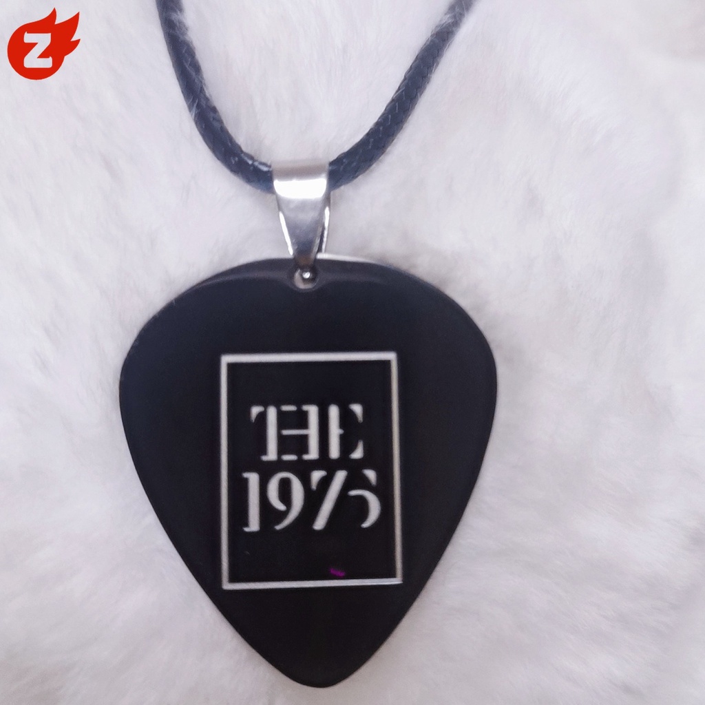 The 1975 Guitar Pick Pendant ~Jewelry Accessories Leather Rope Necklace Stainless Steel Necklace