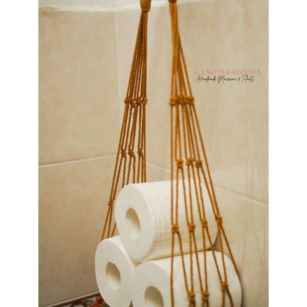 "Tierra" Tissue Toilet Roll Paper Handmade Macrame Hanger/Hammock/Holder/Boho Bathroom/Wall Hanging/Hiasan Gantungan