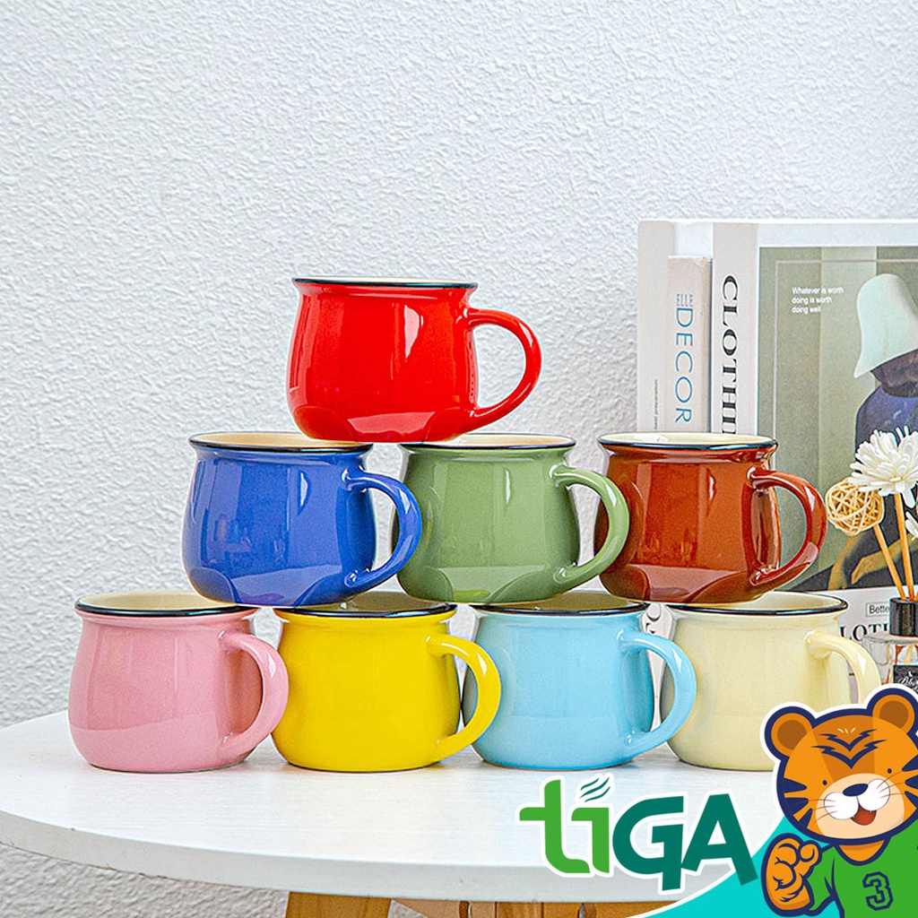 TIGA 350ml Ceramic Mug Coffee Cup Water Cup Milk Cup Cute Cartoon Cup Macaron Cup Birthday Gift | Keramik Cawan_KC20008