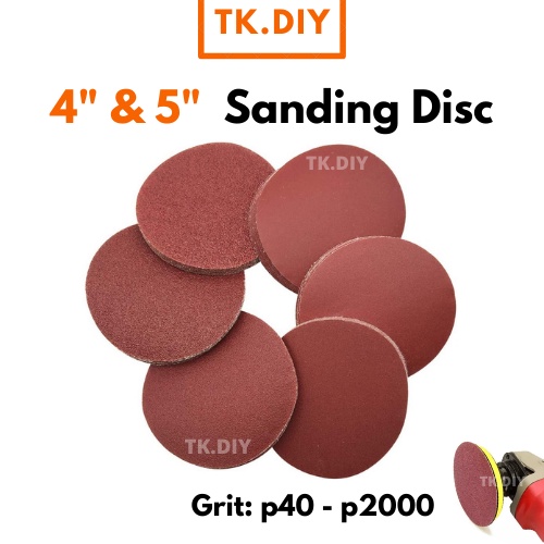 【TK.DIY】4" (100mm) & 5" (125mm) Red Abrasive Sanding Disc with Hook Loop Mesh Grip Velcro P40 -2000# Kertas Pasir Polish