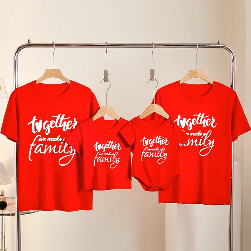 Together We Make of Family Print Pattern Family Matching Outfits Mother Father and Daughter Son Tshirt Baby Romper Family Day Tee Tops