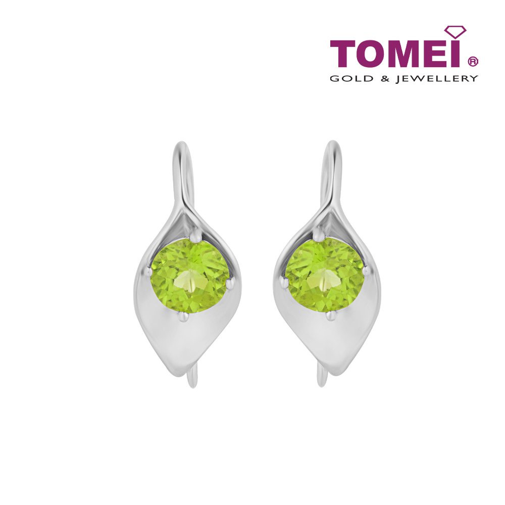 TOMEI 【Online Exclusive】Birthstone Leaf Earrings I Peridot/Citrine I Silver